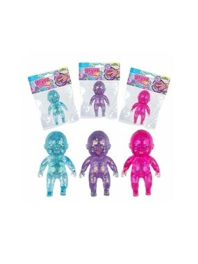 (3) Sugar Swaps Squishy Glitter Baby Dolls - Blue, Purple, Pink TikTok Viral